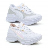 Kit 2 Tênis Puma Feminino Plataforma Branco Gliter e Branco Holográfico